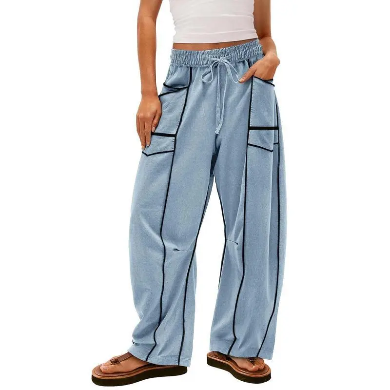 Women's Barrel Sweatpants Drawstring Athletic Baggy Pants Lounge Sweats Colorblock Fit True to Size Vogue Design Bottom Trouser Joggers with Pockets Low Waist Knitted Sweatpants Breathable Elastic Waist Wide Leg Pants Women's Barrel Sweatpants Drawstring Athletic Baggy Pants Lounge Sweats Colorblock Fit True to Size Vogue Design Bottom Trouser Joggers with Pockets Low Waist Knitted Sweatpants Breathable Elastic Waist Wide Leg Pants