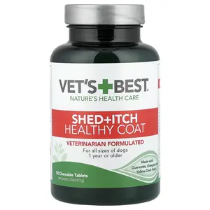 Vet's Best Shed + Itch Healthy Coat, For Dogs, All Sizes, 1 Year+, 50 Chewable Tablets, 2.64 oz (75 g)