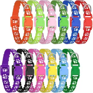 12 Pack Puppy Collars Medium, Adjustable Puppy ID Collars Soft Nylon Whelping Collars for Newborn Litter Pets