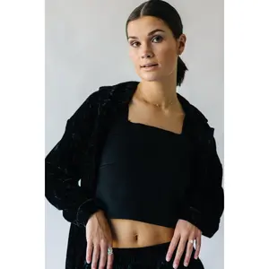 The Beesly Velvet Button Up in Black