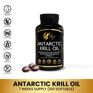 Coco March N.M.D Antarctic Krill Oil Omega-3 Dietary Supplement, Essential Fatty Acids Wellness Supplement for Adults, DHA EPA - 100 Softgel Capsules
