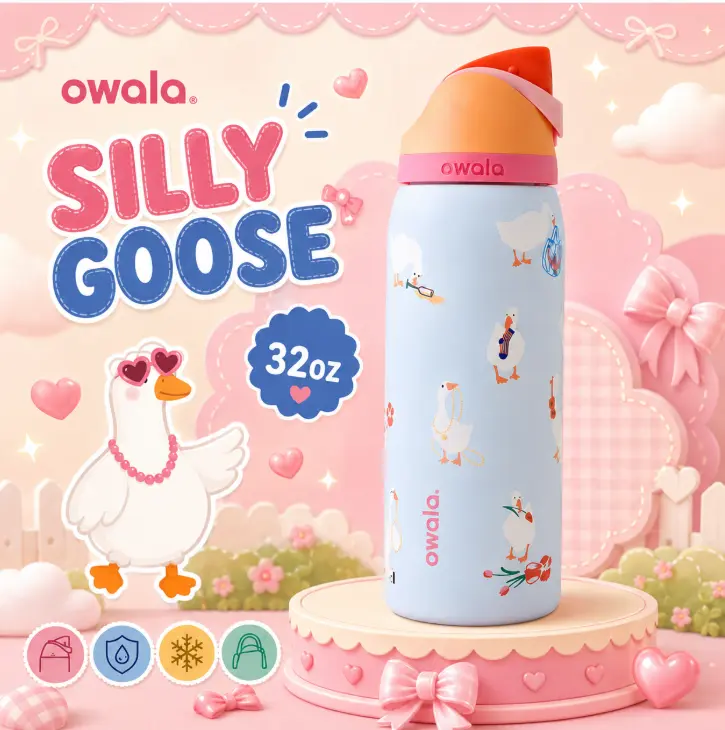 Owala Silly Goose 32oz Water Bottle Owala FreeSip Leakproof Insulated Stainless Steel Cute Everyday Gift for Women