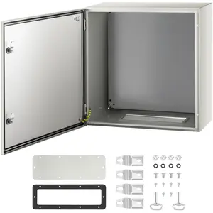 VEVOR NEMA Metal Case, 24x24x12'' NEMA 4X Metal Electric Enclosure, IP66 Water & Dust Resistant, Suitable for Both Outdoor & Indoor Use, Includes Mounting Plate