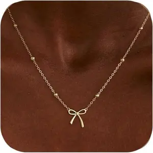 Bowknot Pendant Necklace for Women and Girls Minimalist Dainty Design Versatile Layered Style Gold Plated Chain Perfect for Birthdays and Holidays