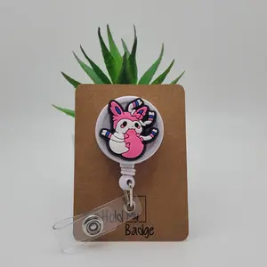 HoldMyBadge Sylveon Pokemon Badge Reel - Anime, Low Profile Design, Unique Accessory for Conventions, Healthcare, and Office Workers Retractable Badge