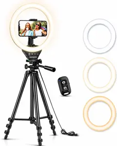 Sensyne Ring Light with Stand, 50" Phone Tripod for Iphone & Android, LED Ring Light with Remote, 3 Color Modes & 10 Brightness Levels for Tiktok, Zoom & Video Recording SENSYNE