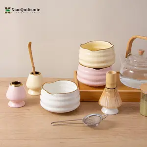 5-Piece Japanese Matcha Bowl Set, Includes Matcha Bowl Spout, Tea Whisk Holder, Bamboo Teaspoon, Stainless Steel Sifter, Handcrafted Traditional Matcha Accessories