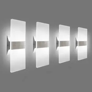 Modern Wall Sconces 4 Pack, Led Wall Light 10w, Wall Sconce Up Downlight, Hardwired Acrylic Wall Light Lighting, Suitable for Living Room Corridor Bedside (Cool White 6000K 4Pack)