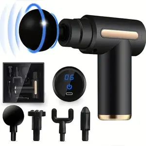 2026 Mini Massage Gun Deep Tissue, 6 Speeds  with 4 Heads, Percussion Handheld Portable Muscle Massager Tool for Full Body Pain Relief, Super Quiet Muscle Massager for Home Office Workout Travel, Black