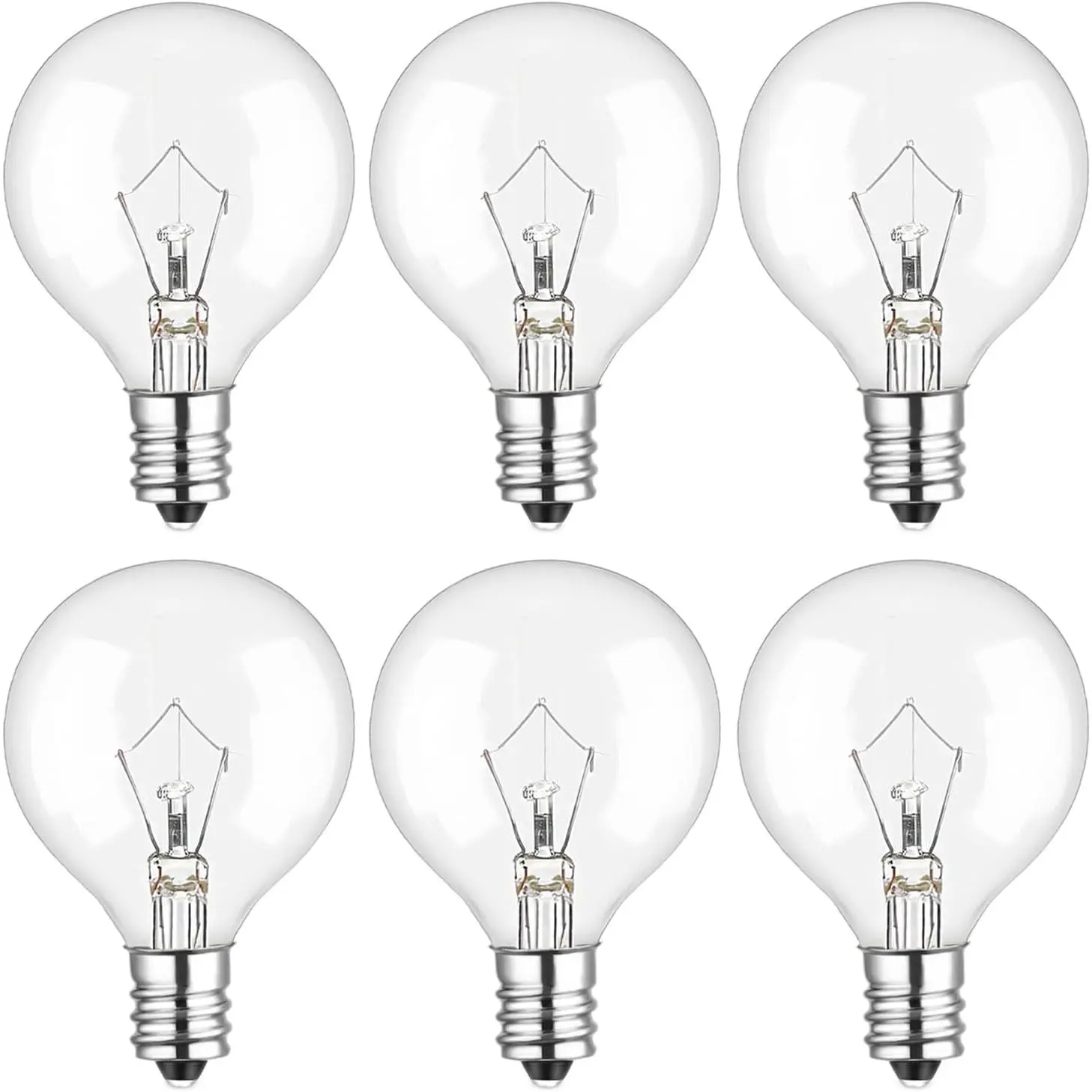 25 Watt Wax Warmer Bulbs,Light Bulbs for Full Size Scentsy Warmer & Candle Wax Warmer,Long Life-Span and Melt Wax Fast Warming Bulbs,120 V/E12 Type G Bulb,Dimmable, Warm White,6 Packs