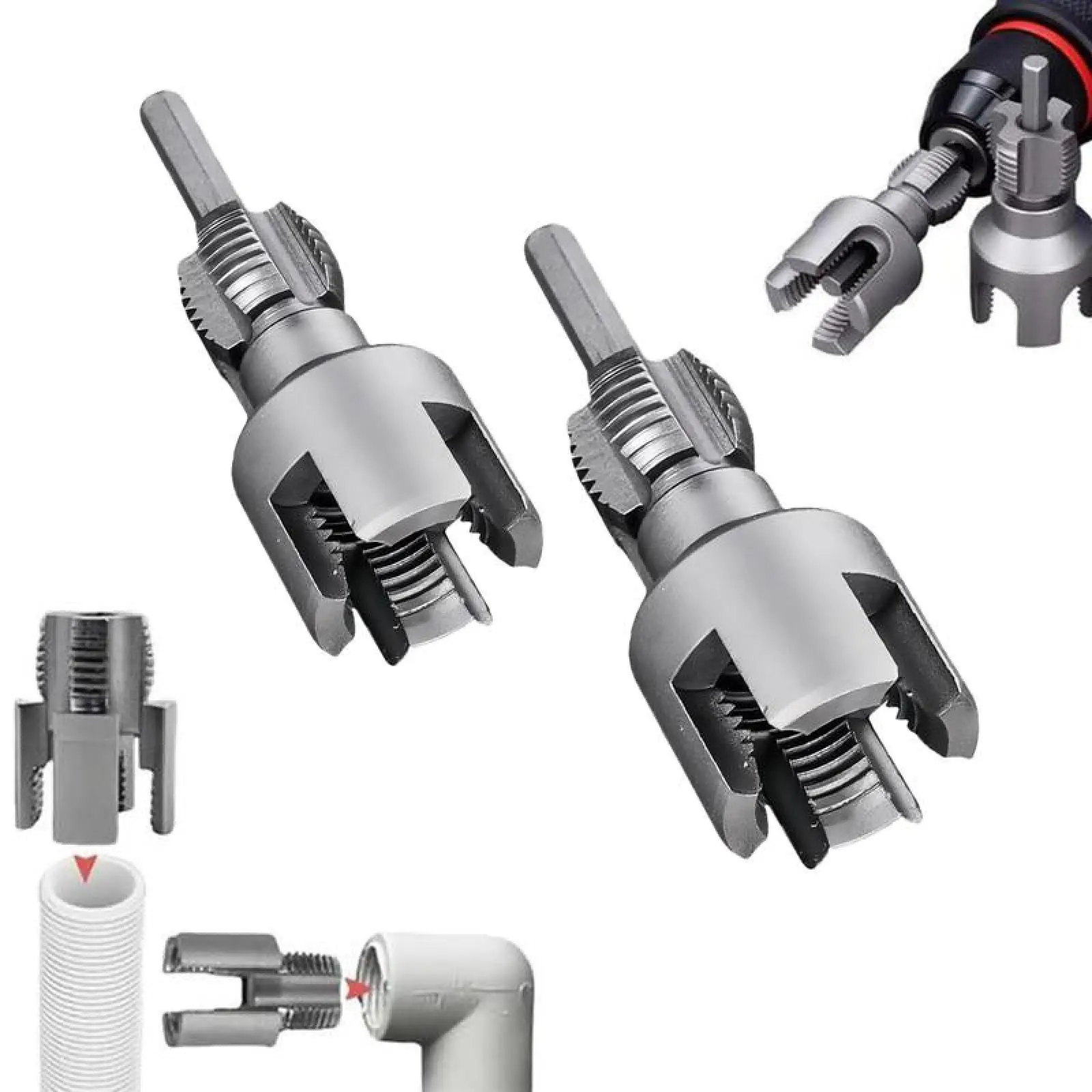40Cr Alloy Steel Pipe Thread Cutter, 1/2"-3/4" PVC/MPP/Plastic Pipe Tool with Integrated Internal & External Threading for Plumbing DIY Repairs, Ensures Flawless Threading