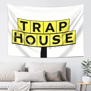 3x5ft Premium Trap House Flag Banner, Double-Stitched with Brass Grommets, Vibrant Print, Outdoor-Friendly for College Dorm Room, Man Cave Decor (Home & Festive Party Backdrop Supply)