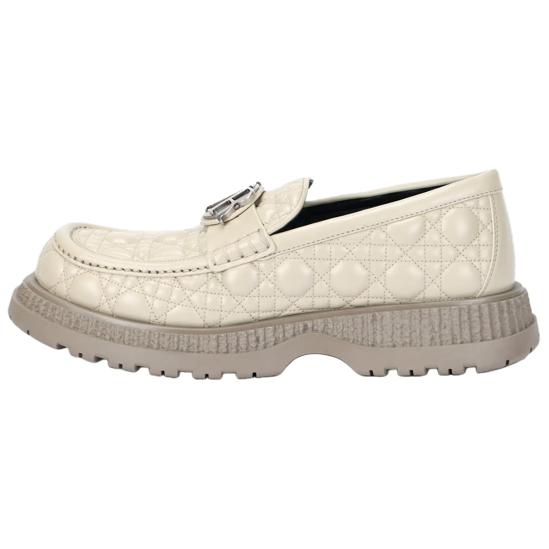 Men's Dior Timeless Leather Loafers - Retro Brass Buckle Walking Shoes, House White Slip-On Flat Footwear with Maison Mihara Verifiable Credentials & Global Authentication Support