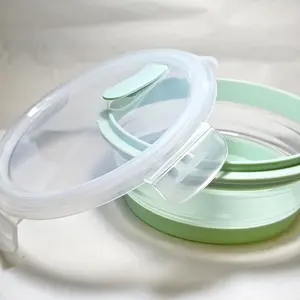 Eco-Friendly Collapsible Bowls 2pcs Food Grade Silicone Camping Bowl with Lids Portable Expandable Lunch Box for Camping Travel Picnic Outdoor Salad Instant Noodle Bowl Green Bottles Organiser Canister BPA-Free Odorless