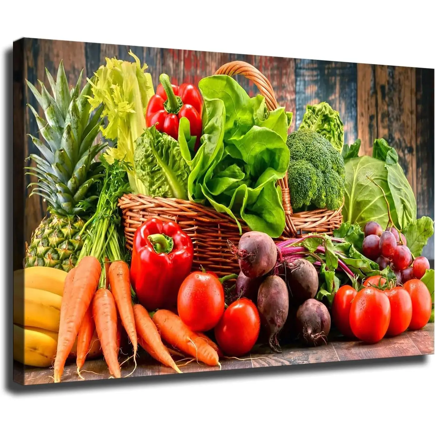 Brightly Colored Kitchen Fruit & Vegetable Poster Canvas Artwork - HD Photo Print Wall Decor for Room Aesthetic Home Decoration, Artistic