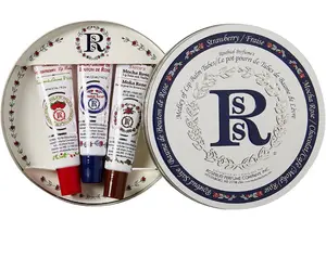 Rosebud Perfume Co. 0.5oz Lip Care Tube Set - Established Since 1895, Lip Moisturizer Rosebud Medley with Salve, Strawberry, Mocha Rose Varieties, in Presentation Box
