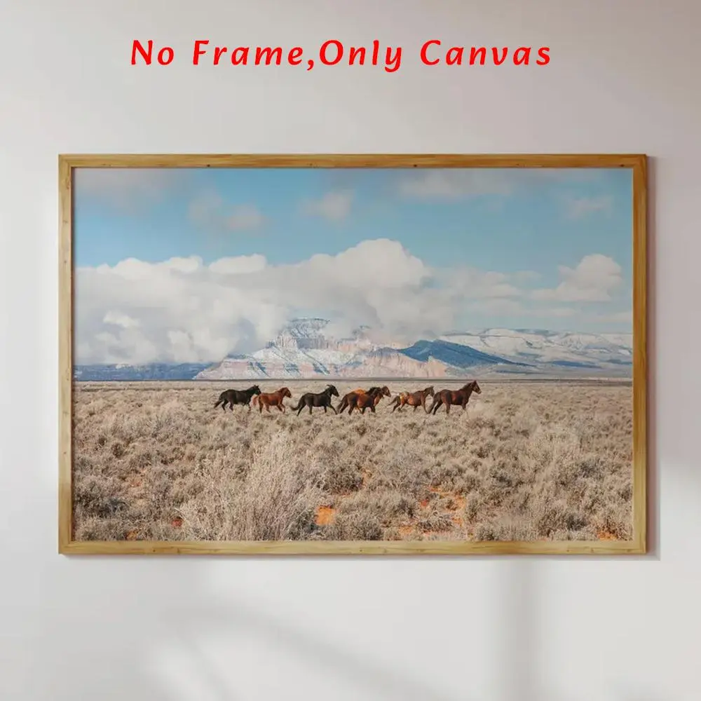 Horse Pattern Unframed Painting, 1 Count Western Style Canvas Wall Art, Wall Decor for Home Living Room Bedroom Office, Ornaments, Decoration