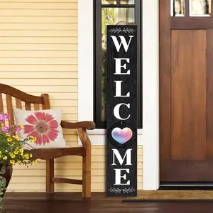 Wooden Welcome Sign, 1 Set Welcome Me Letter Design Hanging Sign with Interchangeable Welcome Sign Designed Icons, Rustic Modern Porch Decor for Festival