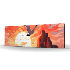 Pictorem C1RC1648E86MXJ 16 x 48 in. Isles of Omen - Orange Canvas Wall Art for Home Decor - Stylish Design