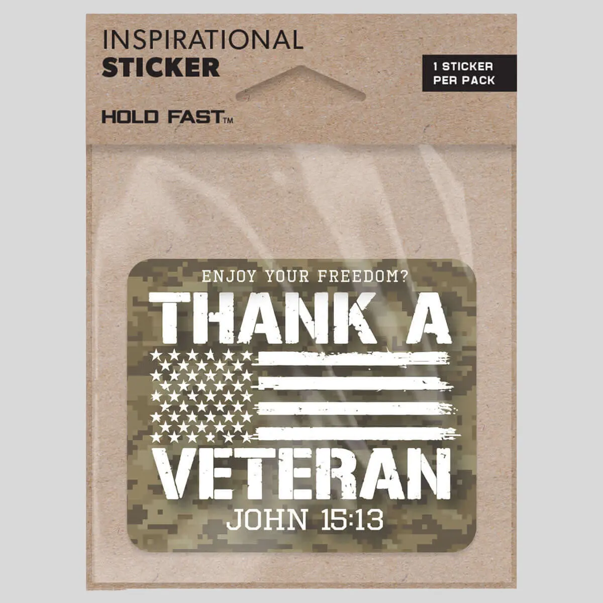 HOLD FAST Laminated Vinyl Sticker - 1 Weather-Resistant, Fade-Resistant Character-Based Military Theme Sticker for Thanking Veterans, Scrapbooking Decorating