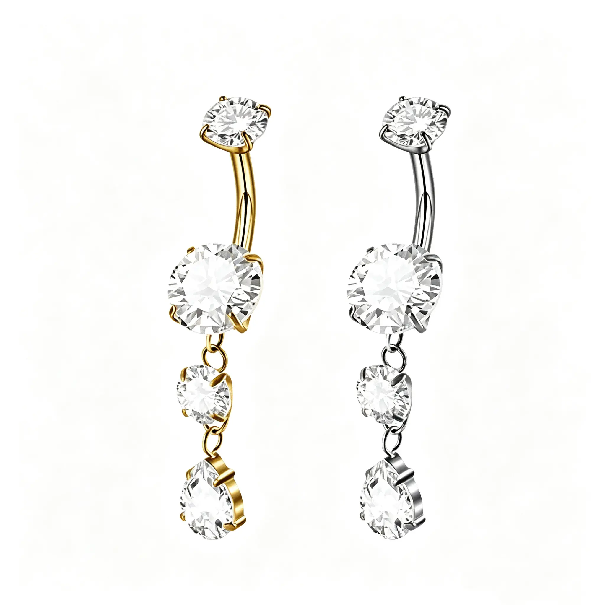 F136 Titanium CZ Dangle Belly Buttton Ring Navel Piercing Jewelry