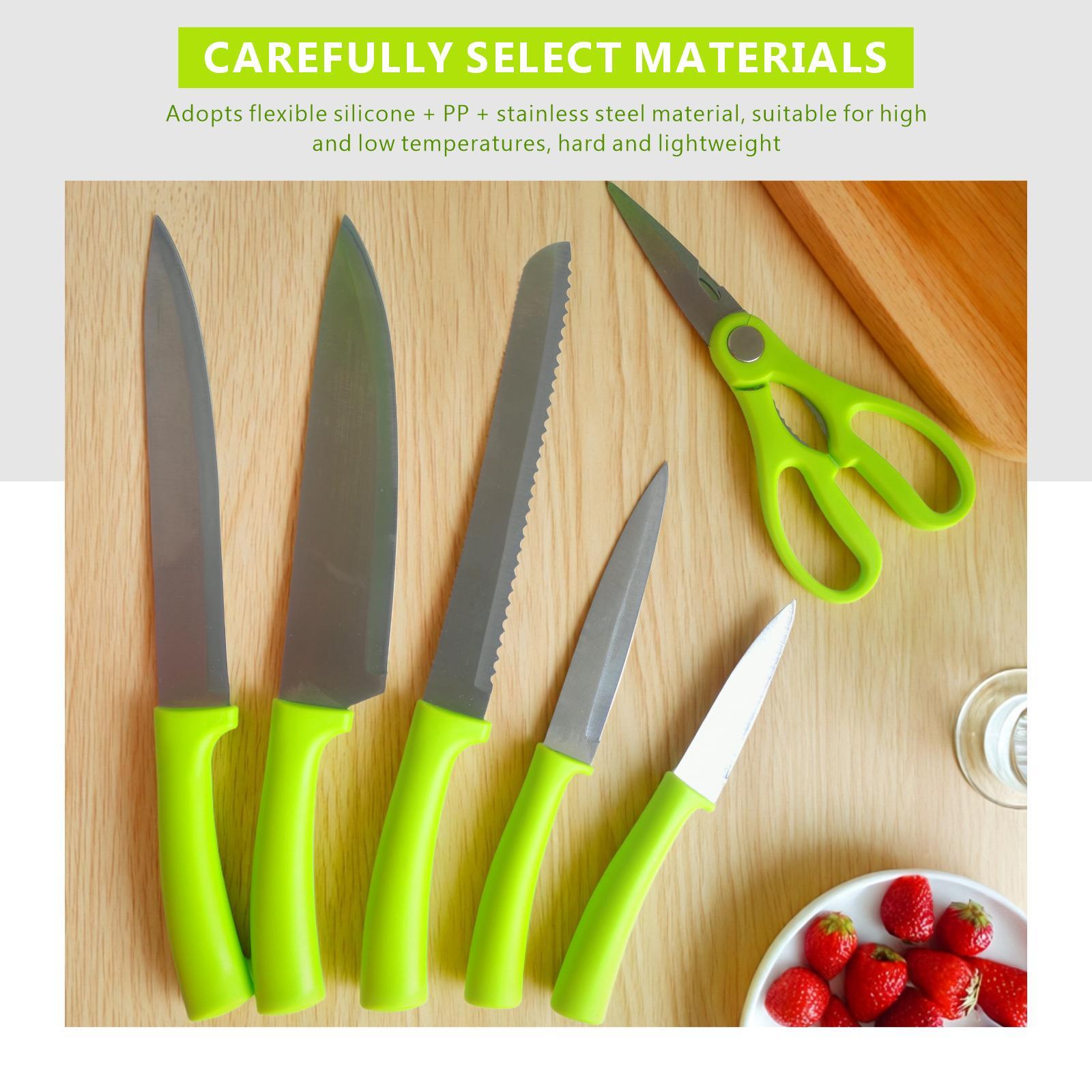 15PCS knife holder kitchenknifeset: meat/vegetable knife, chicken bone knife, German steak knife storage built-in sharpener - stainless steel washable dishwasher suitable for women, wives,man Mother's Day,Father's Day ,Super Category Weekpink/white/black