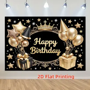 Gold Balloon Crown Background Cloth, Large-Sized Photography Prop, Outdoor & Indoor Party Decoration, Festival Anniversary Props