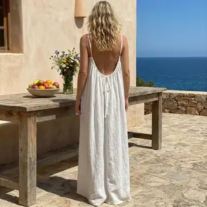 Women's Solid Color Backless Cami Dress 1/2/3 Pcs Casual Sleeveless Summer Beach Holiday Vacation Dress Comfortable Fit Style