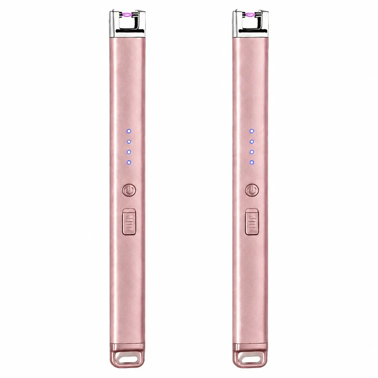 2-Piece rose gold electric heating windproof ignition device, USB arc light rechargeable windproof long-handled lighter, featuring dual-lock safety design, suitable for kitchen ignition, outdoor barbecuing and camping equipment.
