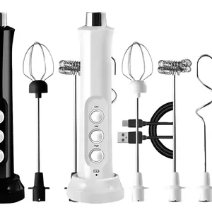 Portable Rechargeable Electric Milk Frother, Coffee Frother Mixer, 2 Sets Handheld High-speed Blender, Whisk Attachment, Ideal for Home & Travel Use
