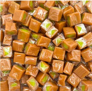 Caramel Cubes Candy | 1 Pound Bag - Approx. 75 Count | Green Apple Filling | Individually Wrapped