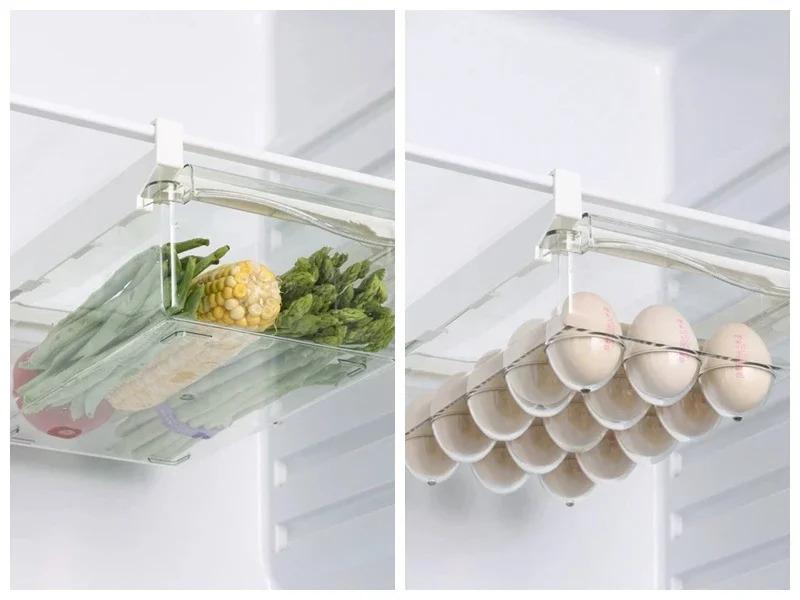 1/2pcs Refrigerator Drawer Style Food Storage Box, Fruit Packaging Machine, Shelf Support, Sliding Plastic Cooking Container