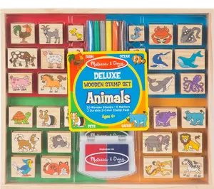 Melissa & Doug Deluxe Wooden Stamp Set - Animals