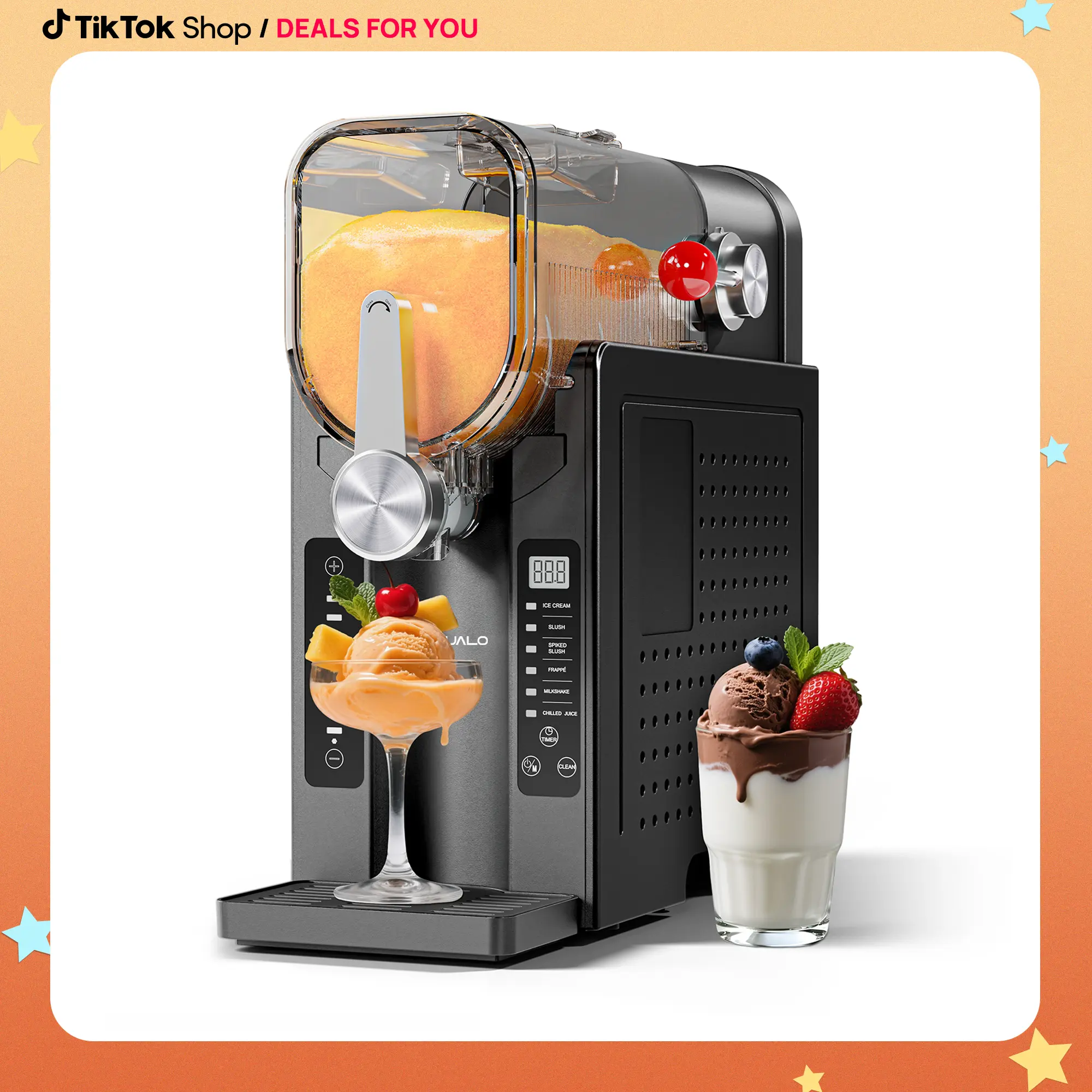 54 oz Professional Soft Serve Ice Cream Machine (AD03) - Self-Cleaning Specialty Kitchen Appliance with 6 Preset Programs for Milkshakes, Margaritas, Slushie Machine for Home