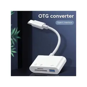 3-in-1 Multi-Function USB-C OTG Adapter, USB C Hub, PVC Material, SD/TF Card Reader & Camera Support, Data Transfer, Compatible with iPad Pro, MacBook & Chromebook