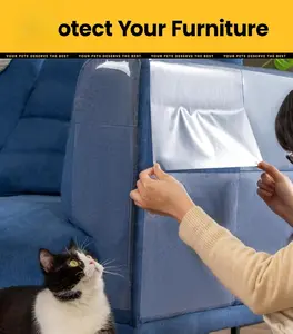 Cat Scratch Furniture Protector 12 Pack Single Side Couch Protector Clear Anti Cat Furniture Protector Training Tape 12 Pack 52 Pins Durable Residue Free Flexible Invisible Design Easy Install