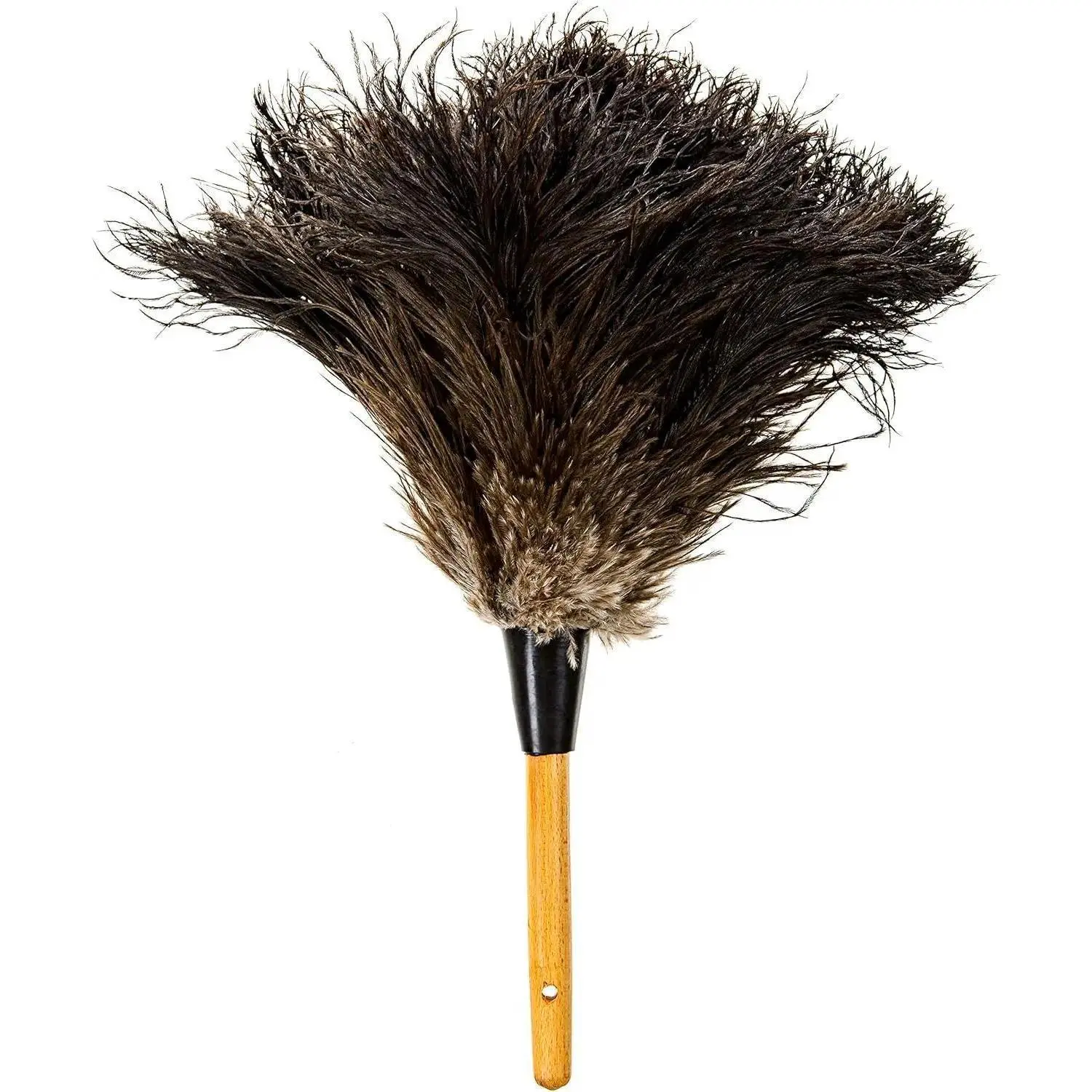 Ostrich Feather Duster with Wooden Handle - Home Cleaning Tool, Comfortable Grip, Effective for Multiple Surfaces