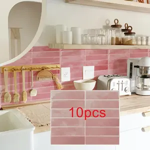 10pcs Self-Adhesive Wall Tile Stickers, Heat Resistant Peel and Stick Kitchen Backsplash, Waterproof Wall Tile Stickers for Home Decor