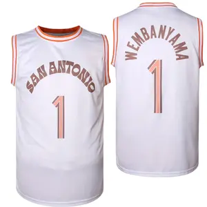 Summervibes San Antonio #1 Men'S Basketball Jersey - 100% Polyester Sports Top, V-Neck, Loose Fit, Slight Stretch Knit Fabric for Training, Team Sports, Outdoor Activities - Adult Male Universal Fit