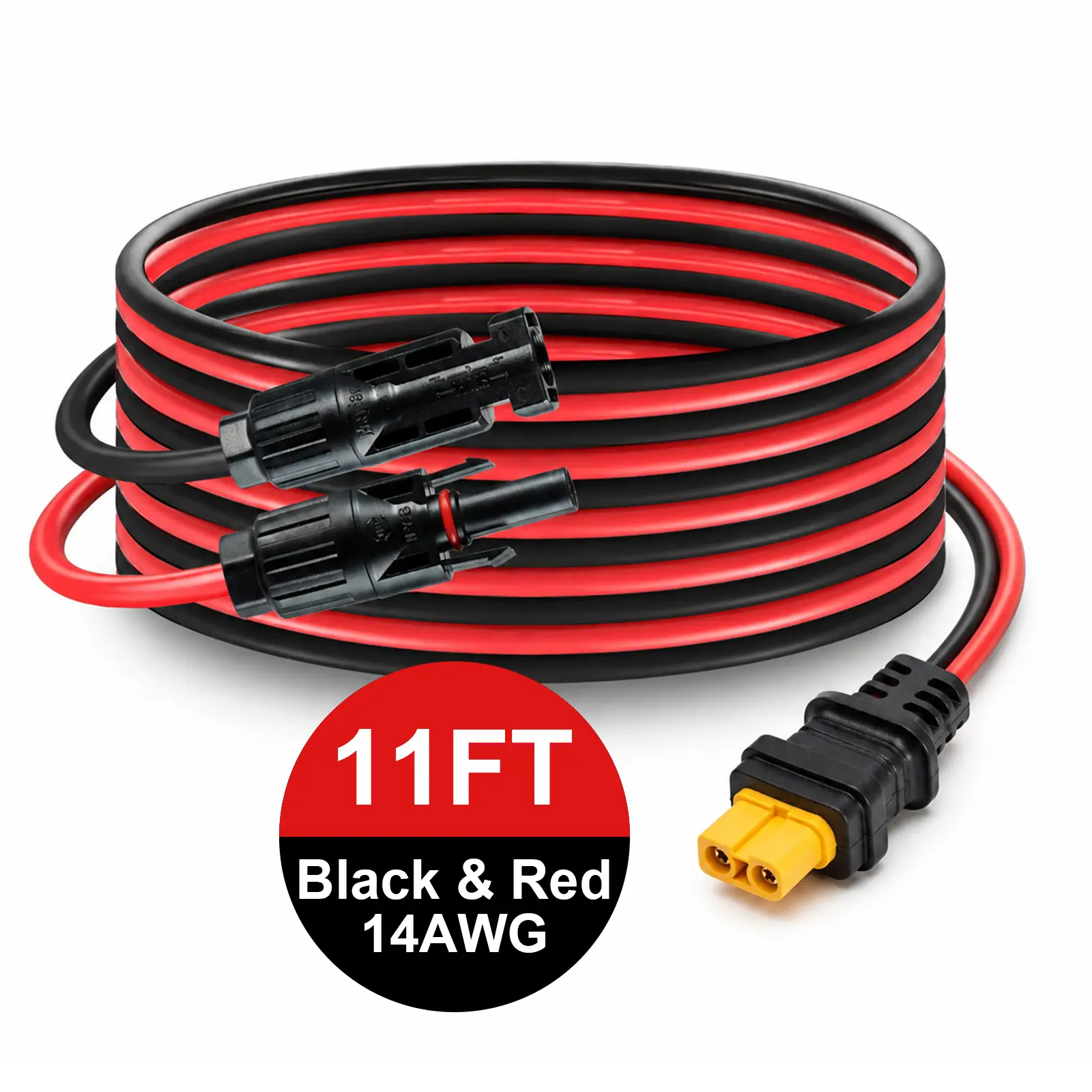 MHPOWOS MC4 to XT60 Solar Charge Cable 11FT (3.5M), Solar Panel Connector Adapter Cord for EcoFlow Anker BLUETTI Jackery ALLPOWERS Power Stations, Heavy Duty 14AWG Solar Extension Cable for RV Camping Off-Grid Solar Systems