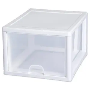 Sterilite 27-Qt Stacking Drawer Cabinet, See-Through Rack Organizer, Home Supplies Storage Solution for Efficient Home Organization