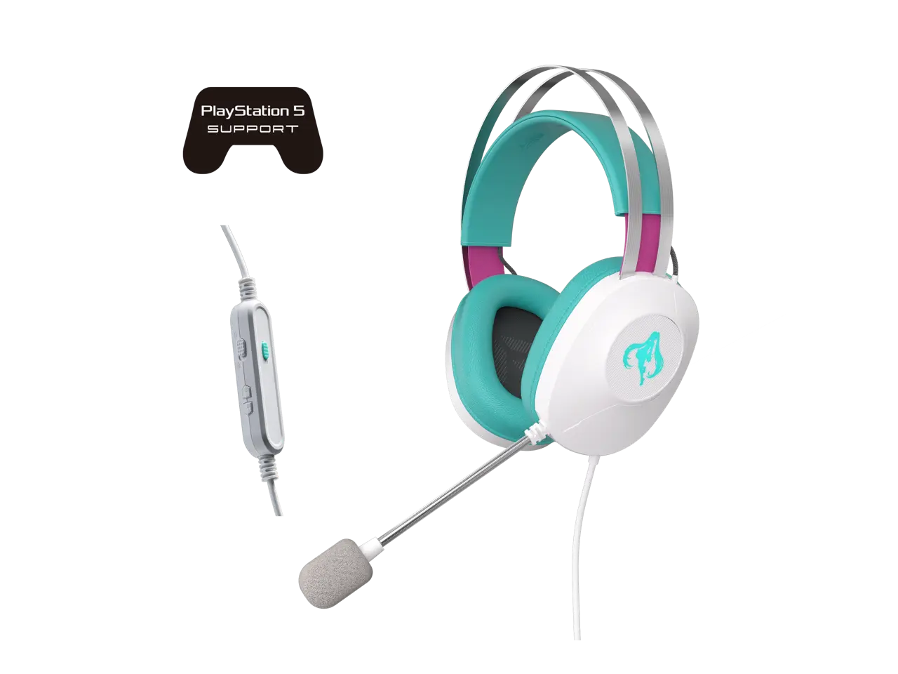 ASUS TUF GAMING H1 GEN II HATSUNE MIKU EDITION, Wired Gaming Headset with 40 mm ASUS Essence Drivers, Virtual 7.1 surround sound, TeamSpeak-certified Microphone, Lightweight 297-gram Design