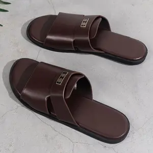 1PairMen'sFashionableSlideSandals-SolidColorFauxUpper,ComfortableFauxInsole,RoundToeTPRSoleforDailyOutdoorUse（gift）