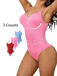 Women's Solid Color Round Neck Shapewear Bodysuit, Tummy Control Butt Lifting Shaper, High Stretch Shapewear for Daily Wear, Compression