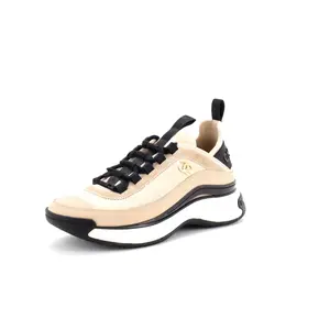 Pre-owned Chanel Women's CC Cap Toe Logo Sneakers Mixed Fibers by Rebag