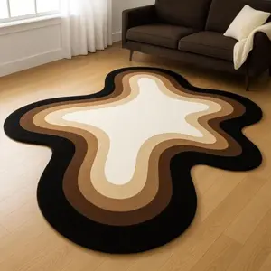European Luxury Gradient Stripe Print Carpet, Casual Style Soft Texture Plush Rug, Decorative Area Rug for Living Room Bedroom Balcony, Easy Care Large Area Mat, Living Room Rugs