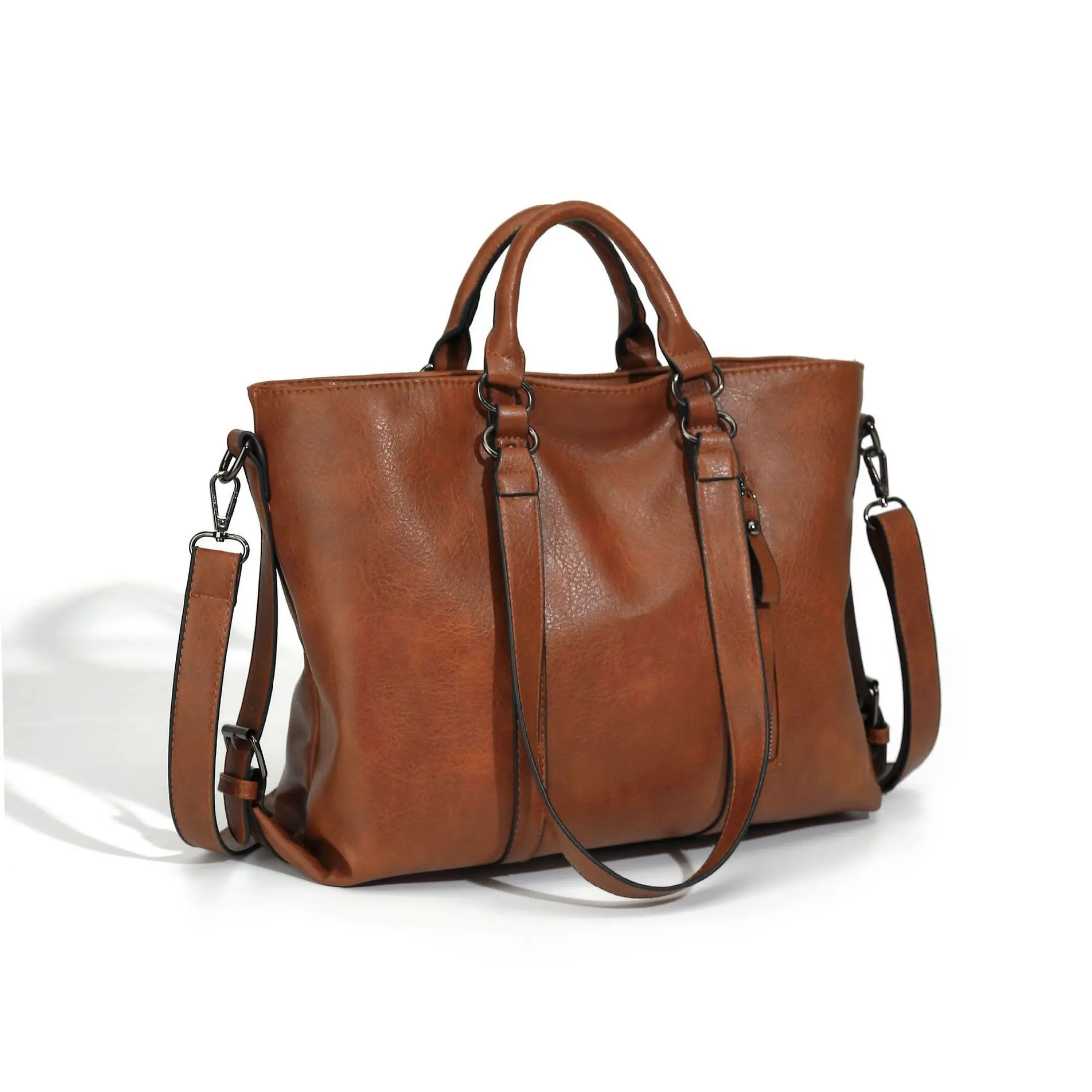 Women's Chic PU Leather Tote Bag Soft Leather Tote Bag with Adjustable Shoulder Strap