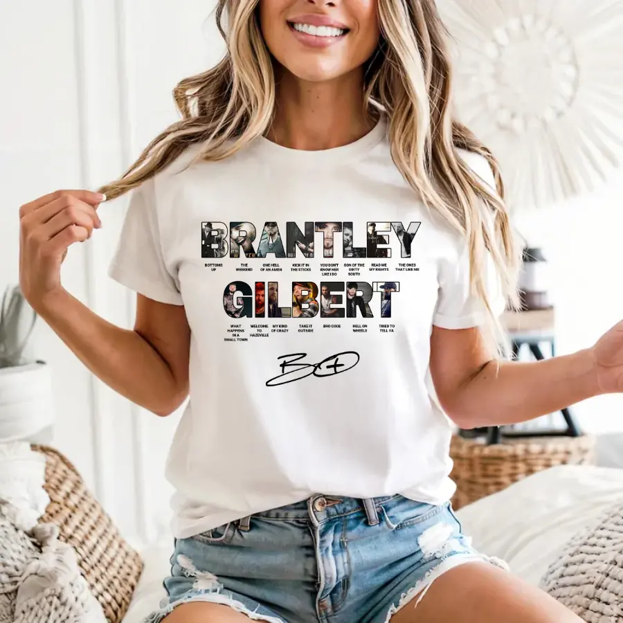 Women's Brantley Gilbert Country Rock Music Vintage Lyrics Printed Short-Sleeve Round Neck Cotton-Spandex T-Shirt, Casual Tops, Full Colors, Full Sizes, Shortsleeve, Tshirt