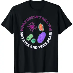 Men's 100% Cotton Graphic T-Shirt, Funny Microbiology 'Bacteria Mutates' Casual Short Sleeve Summer Streetwear Top