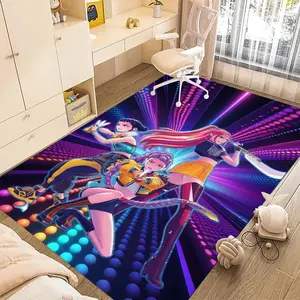 KPop Demon Hunters 30 cartoon print carpet, home living room, bedroom, office chair under carpet, holiday gift for family and friends, Christmas decoration carpet, Decorative Area Rug, Cartoon Pattern Rug